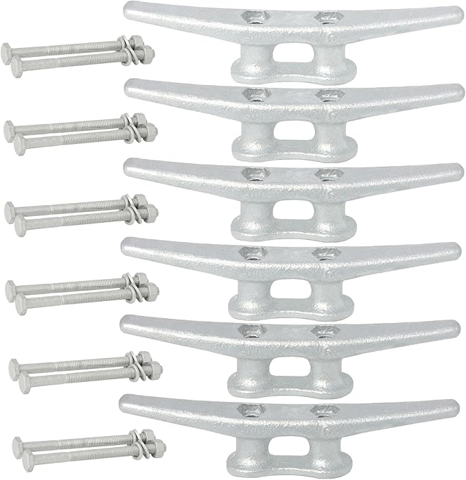 6/8/10/12/14 inch Dock Cleats With Bolts,Hot Dipped Galvanized Cast Iron Boat Cleats,Rope Cleat Boat Dock Cleats for Boat Docks,Decks,Piers for Tying up Boats,Marine Decor(1,2,4,5,6,8,10,12 Pack)