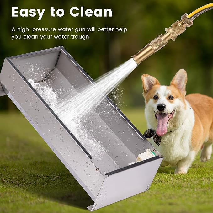Automatic Livestock Water Trough Stainless Steel Animal Drinking Water Bowl Dispenser with Float Valve Kit Large Capacity Outdoor Animal Self Filling Horse Trough for Dog Horse Pig Cow Goat