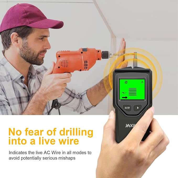 Stud Finder Wall Scanner - 5 in 1 Stud Finder Tool w/Smart Chip and HD LCD Display, Stud Detector Beam Finders for the Center and Edge of Wood AC Wire Metal Studs Joist Pipe (‎Bark)