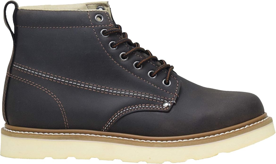 Golden Fox Work Boots Men's 6" Plain Toe Wedge Boot for Construction, Lightweight Comfortable Outsole