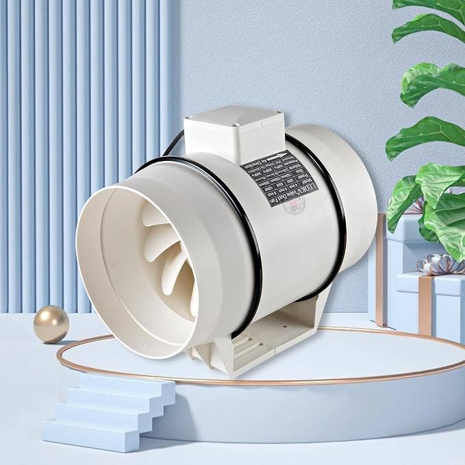 8Inch Exhaust fan Pipeline booster fan Inline duct fan 740 CFM Efficiency Air Fan for Duct Vent Bathroom, Kitchen, Grow Tent,Hydroponics,The wind is very strong.All-copper wire motors are more durable