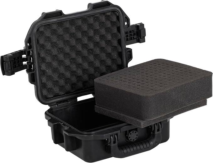 MEIJIA Premium Waterproof Hard Compact Camera Case with customizable fit foam,Full Protection with Light&Convenient Design,11.8"x9.82"x4.7",Elegant Black