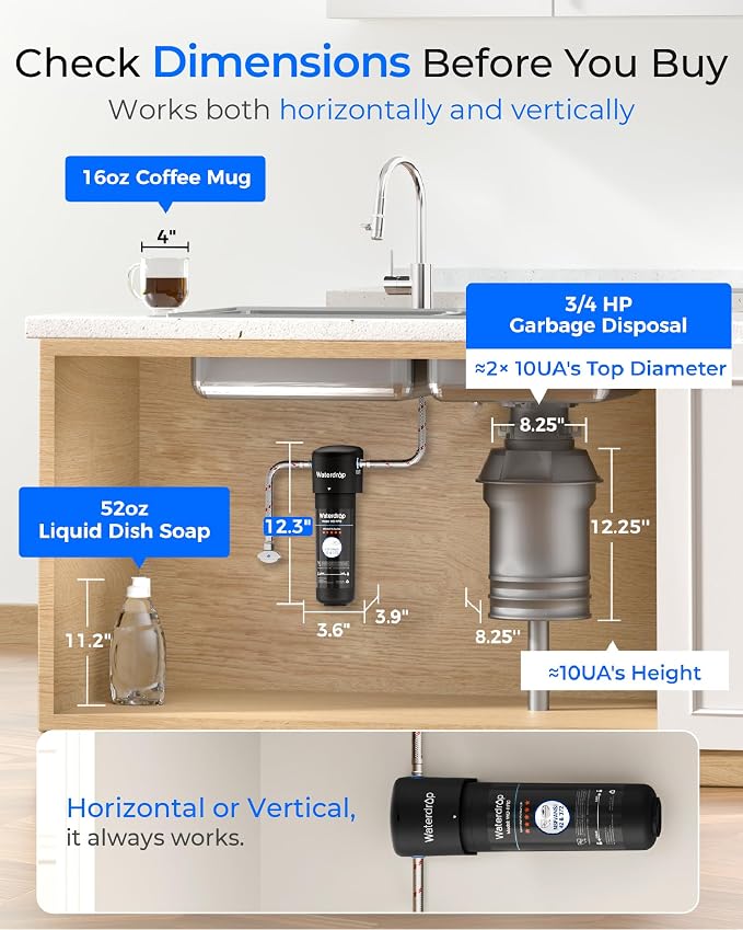 Waterdrop 10UA Under Sink Water Filter System and Waterdrop RF10 Replacement Filter Cartridge for 10UA/10UB Under Sink Water Filter