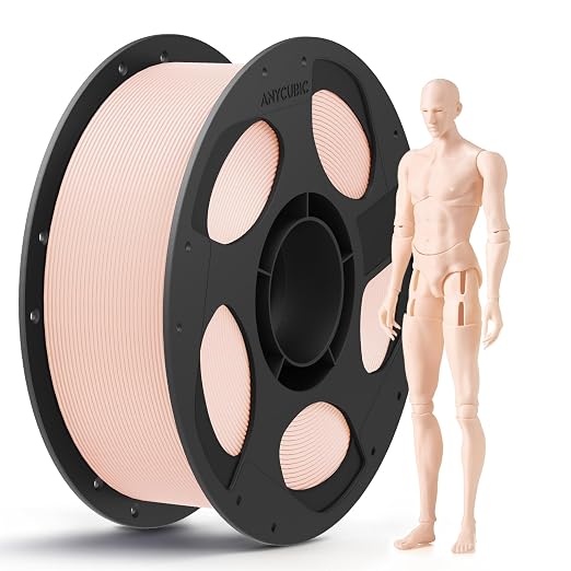 ANYCUBIC PLA 3D Printer Filament, 3D Printing PLA Filament 1.75mm Dimensional Accuracy +/- 0.02mm, 1KG Reusable Spool (2.2 lbs), Beige Pla, Mia Pink, Ideal Skin Tone Pls for Action Figures & Dolls