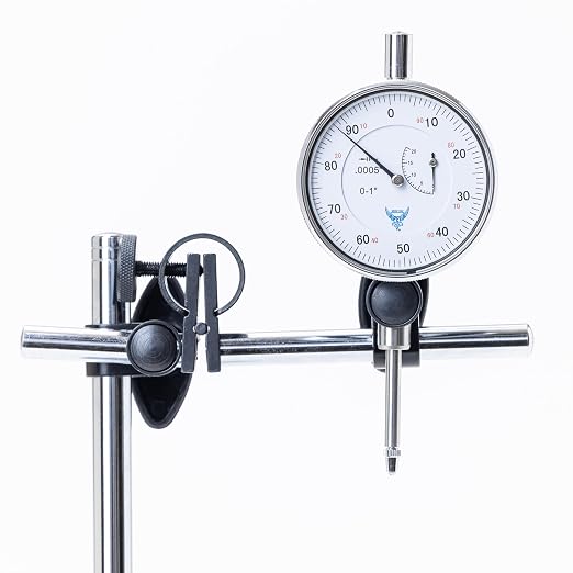 PEC Tools Fine Adjustment Magnetic Base 176lb/80kg Max Pull with Steel Arms, Adjustable Indicator Holder for Machinist, Woodworking, and Inspection Applications, Fits 6mm & 3/8" Stems, Dovetail