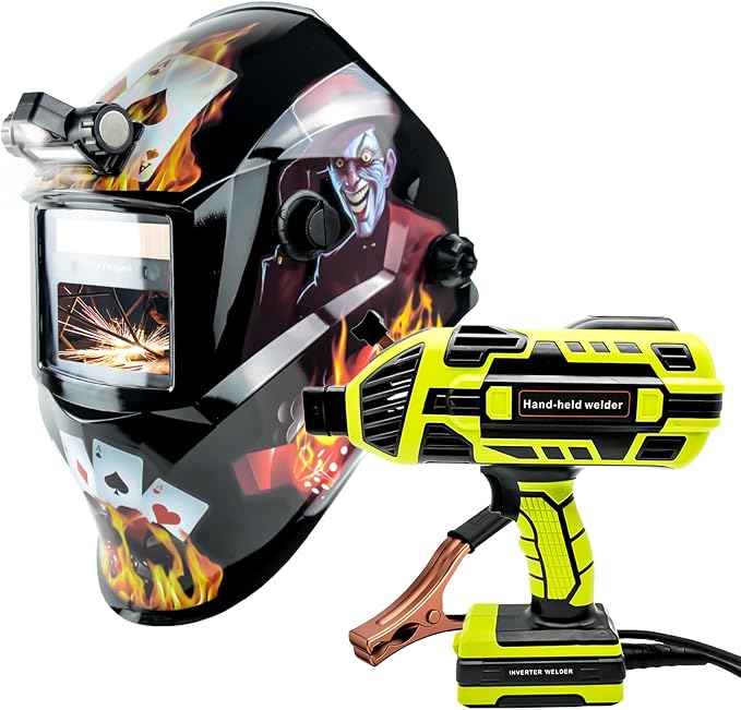 TRQWH Portable Welder Machine 110V ARC Handheld Welder & Auto Darkening Welding Helmet