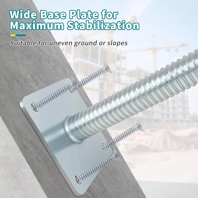 24" Adjustable Scaffolding Leaveling Jack, Galvanized Steel Hollow Screw Jack with Base Plate, 4 Pack