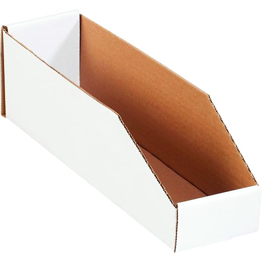 Partners Brand PBINMT415 Open Top Bin Boxes, 4" x 15" x 4 1/2", Oyster White (Pack of 50)