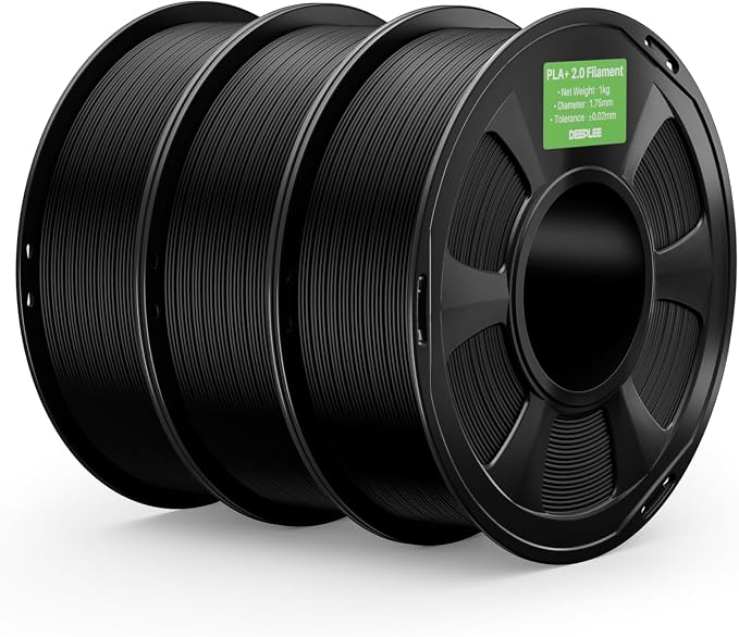 PLA+ 2.0 Filament 1.75mm, Stronger Toughness 3D Printer Filament, Black 3KG, Upgrade PLA Plus 3D Printer Filament, High Speed PLA+ Filament for Most FDM 3D Drucker