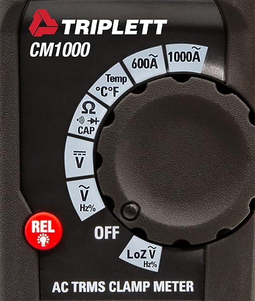 Triplett CM1000 True RMS 6000 Count 1000A AC Clamp Meter with Inrush, LPF, and LOZ