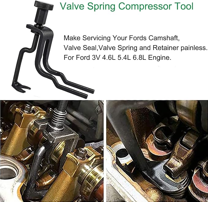 Engines Repair Tools Kit-Valve Spring Compressor Tool, Crankshaft Positioning Tool, Cam Phaser Holding Tool, Timing Chain Locking Wedge Tool, Crankshaft Pulley Bolt for Ford 4.6L 5.4L 6.8L 3V Engines