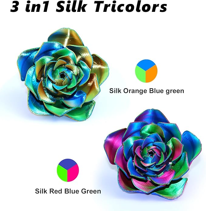 LOVOON 3D PLA Filament 1.75mm Bundle, Tricolor 3D Printer Filament Bundle, Rainbow Silk PLA Filament Bundle, PLA Filament for 3D Printer 3D Pen, Dimensional Accuracy +/-0.02mm, 200g x 4 Spools