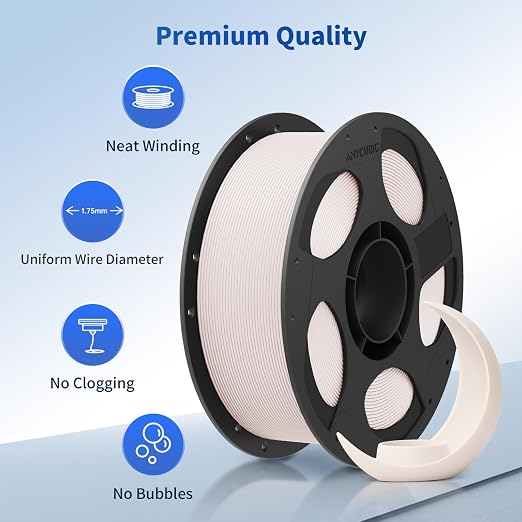 ANYCUBIC PLA 3D Printer Filament, 3D Printing PLA Filament 1.75mm Dimensional Accuracy +/- 0.02mm, 1KG Reusable Spool (2.2 lbs), Mia White, Ideal Skin Tone PLA for Action Figures & Dolls