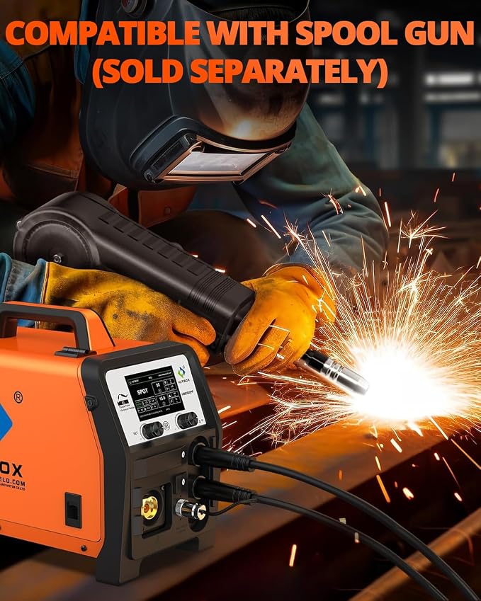 HITBOX 8 in 1 Professional 200A 110V/ 220V Dual Pulse Aluminum MIG Welder, Multi-Process Welding Machine for Single/Dual Pulse MIG, Lift TIG, MMA, Spot Welding, Gas Gasless and Spool Gun Compatible