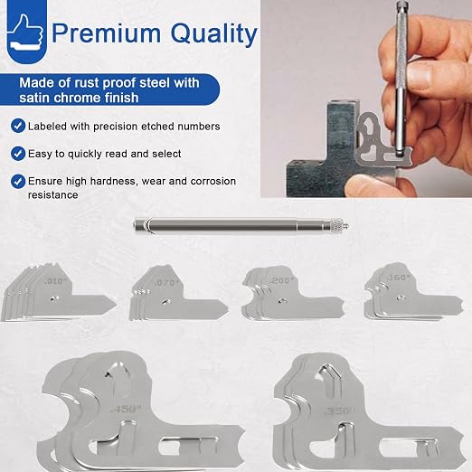 26-Piece Radius Gauge Set 0.010'' to 0.500'' Gauges with Holder, 3602-5025 Radius Gauge Set (26)