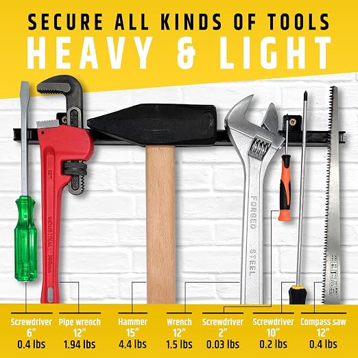 HMmagnets 17" Heavy-Duty Magnetic Tool Holder (Upgraded Version) - Extremely Powerful Magnetic Pull Force to Hold Heavy Tools - Professional Space-Saving Magnetic Bar - Tool Organizer Rack/Strip
