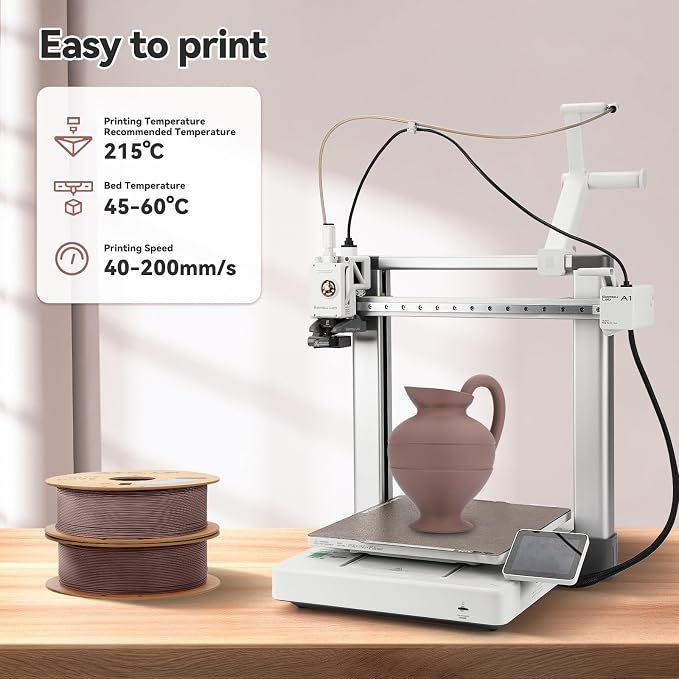 3DHoJor Matte PLA Filament 1.75mm, Upgrade 1kg*2 Bundle Cardboard Spool PLA Filament 1.75 PLA 3D Printing Filament, Print with Most 3D Printers Using 3D Filament-Brown