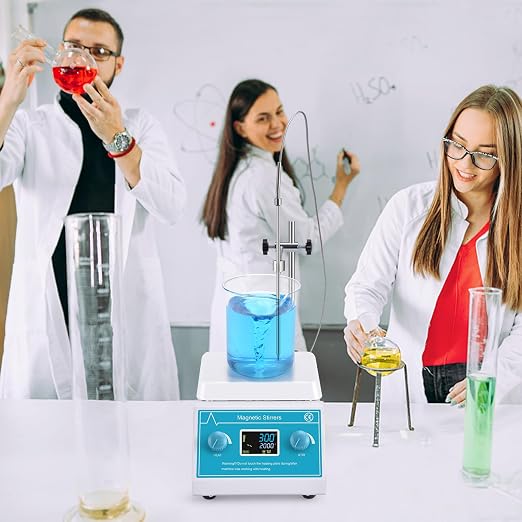 Slendor Magnetic Stirrer Hotplate Mixer - 2000 RPM Hot Plate Max 300℃/572℉ Lab Heating Plate Stirrers with LED Digital Display, Stir Bar, Temp Sensor and Support Stand