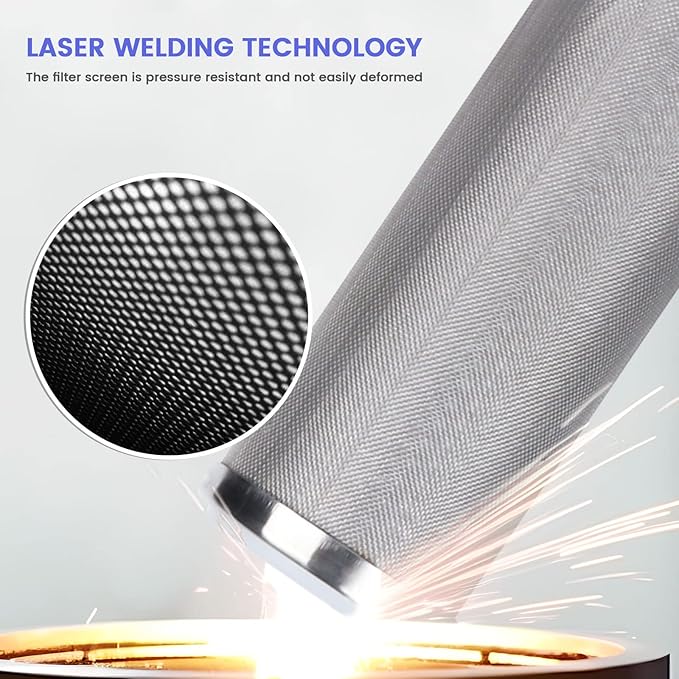 Stainless Steel Cleanable Wire Mesh Filter Cartridge 10”Length,2.5"OD(5 Micron)