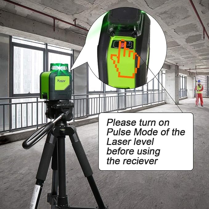 Huepar Laser Detector LR-6RG for Huepar/Pro Laser Levels, Only Compatible with Huepar & Pro Laser Levels with Pulse Mode, Detect Green&Red Beams Laser Receiver, Up to 200Ft, Three-Side LED Display
