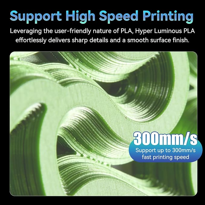 Creality 3D Printer Luminous RFID Filament, Hyper RFID PLA Filament 1.75mm for 3D Printing, Glow in The Dark Filament, Bright Long-Lastin, 1KG(2.2 lbs) Spool (Blue+Green)
