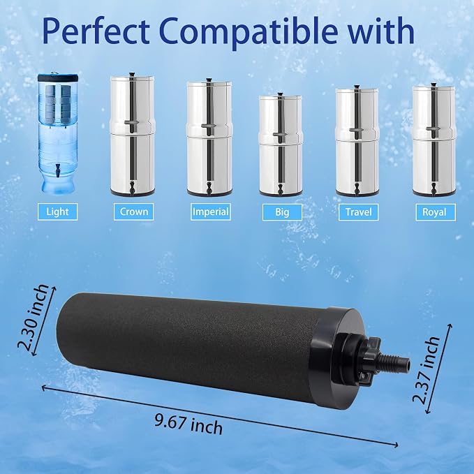 1 Micron Water Filter Replacement for Berkey® BB9-2® Black Filters | Compatible with Berkey® Gravity Filter System, Pack of 4