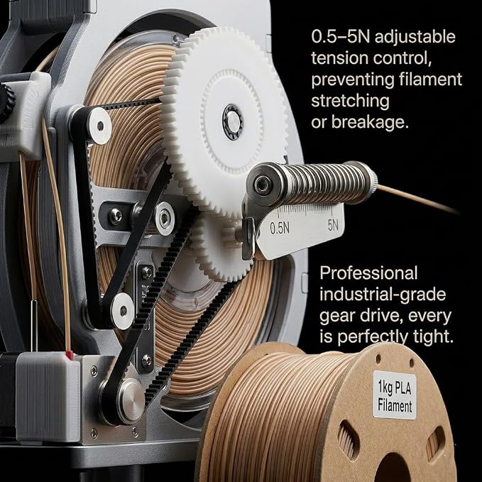Electric 3D Filament Respooler, 3D Industrial Filament Respooler Machine, Automatic Spool Winder Machine with Smart Start & Stop, Adjustable Tension Control, Wrap Neatly Without Tangling