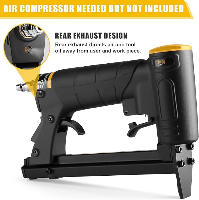 HBT HB7116P-KT 22 Gauge 3/8-Inch Crown Pneumatic Upholstery Stapler, Air Stapler Kit, with 6000 Staples, 1/4-Inch to 5/8-Inch