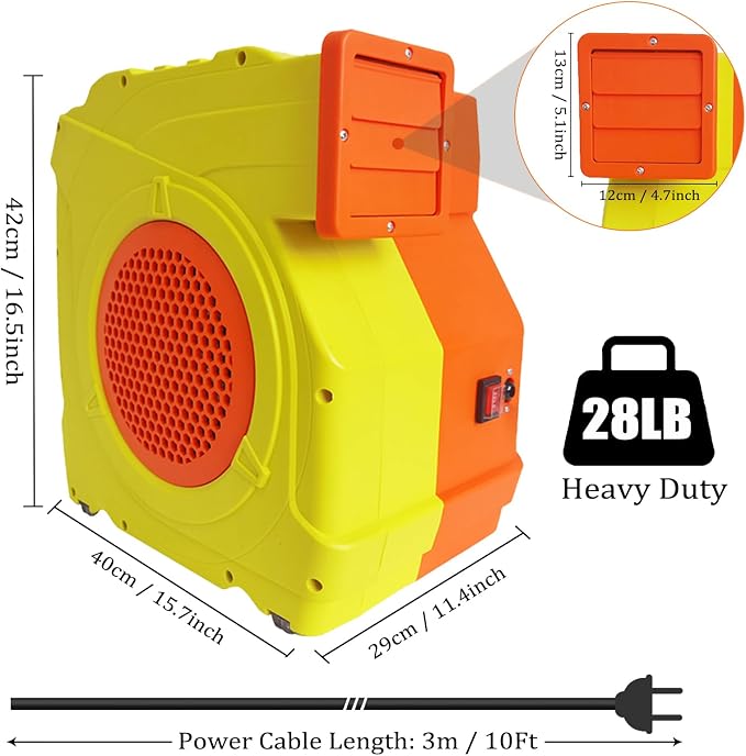Bounce House Blower, Dual - Mode 1800W / 2200W, 2.5HP & 3HP Dual Speed Commercial Air Blower with Great Heat Dissipation Properties, Super Strong Wind for Bouncy Castle, Jump Slides, Inflatables