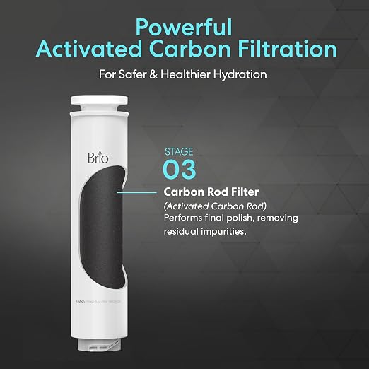 Brio RFCTOCLCTPOU20 (CF Carbon Rod Filter Replacement) for Brio Q20 Series 3 Stage Reverse Osmosis Countertop Water Dispenser Model: CLCTPOU20VURO3 | NSF Certified