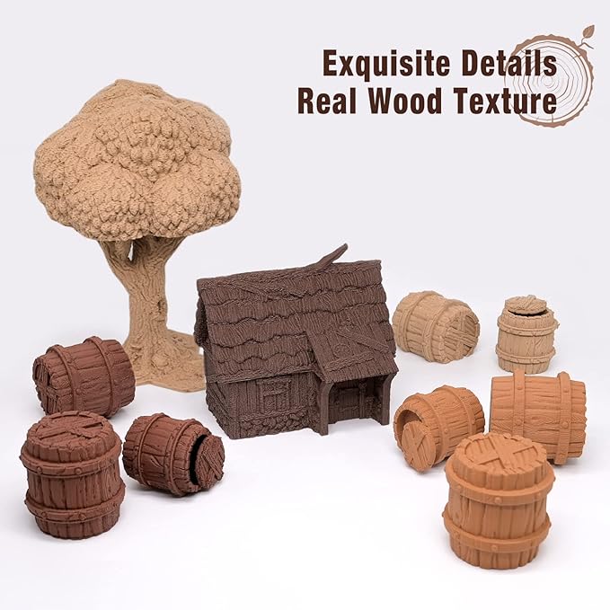 OVV3D Wood 3D Printer Filament Bundle, Wood PLA Filament 1.75mm Bundle, Add More Than 30% Real WoodFiber, Walnut, Oak, Cherry, Teak, 1.75 PLA Filament 3D Printing Filament, 200g X 4 Pack