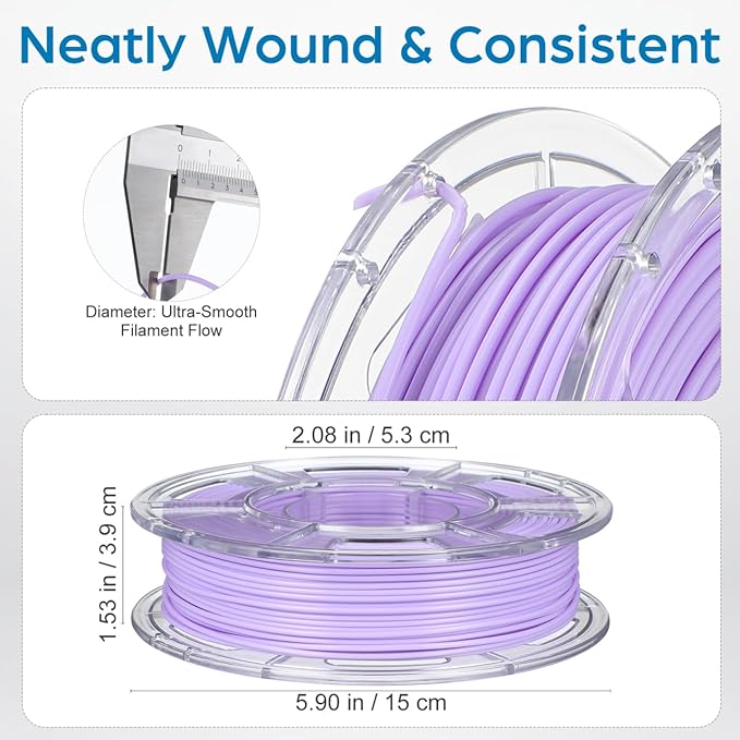 Matte Pastel PLA Filament Bundle 1.75mm, Macaron 8 Colors 250g/Spool (2KG Total), Neatly Wound Transparent Acrylic Spools for 3D Printer Pen DIY Crafts, Individually Vacuum Packed