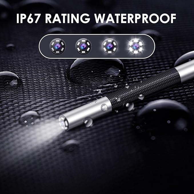 Two-Way Endoscope Camera with Light [360°Rotation],1080P HD,Borescope for iPhone IP67 Waterproof Automotive Engine Plumbing HVAC Inspection 6.2 mm Lens Industrial