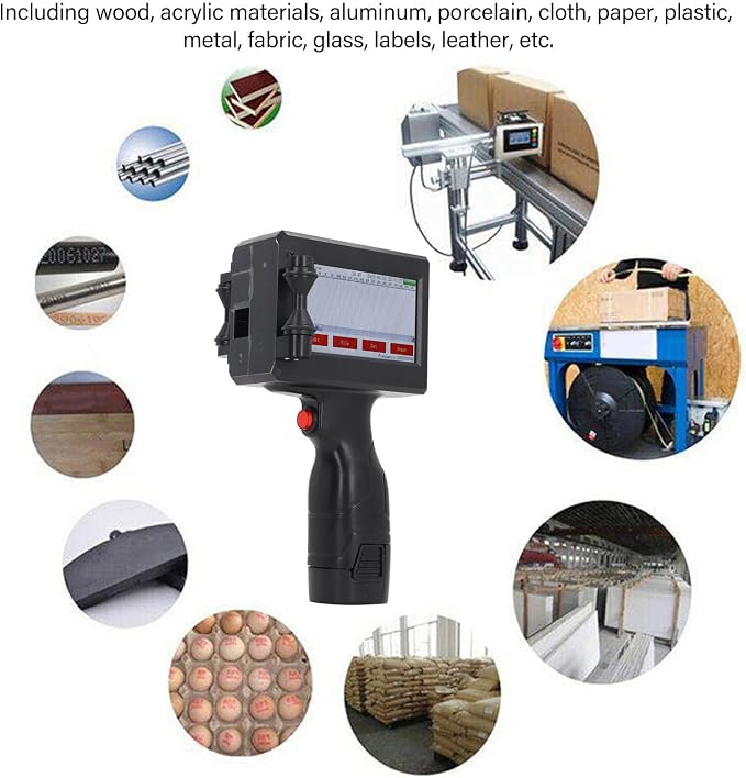 banapoy Handheld Inkjet Printer Gun, 4.3" Portable Inkjet Coder Printer Inkjet Label Printer, Printing Height 0.08 to 0.5in, for QRCode Barcode Batch Number (Ink NOT Include)