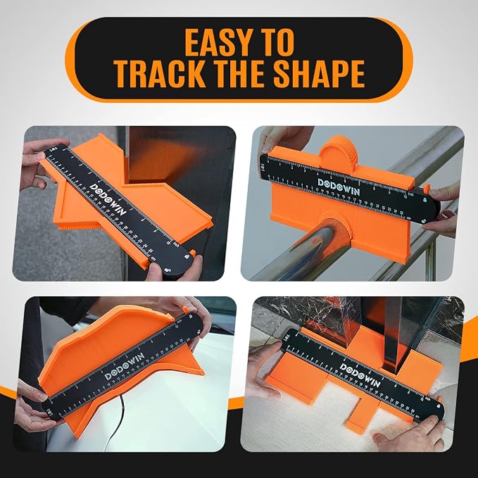 DODOWIN 10 Inch Contour Gauge with Lock, Profile Duplicator Tool for Flooring, Tile, Trim & Woodworking, Shape Outline Gauge for Irregular Shapes, Father’s Day Gifts for Dad Men Husband