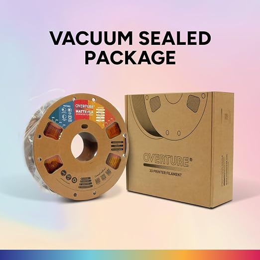 OVERTURE Matte PLA 1.75mm, Low Warp & Smooth Finish 3D Printer Filament | Frosted Matt Finish Hides Layer Lines, 1kg Spool (2.2lbs) Cardboard Spool, Fit Most FDM Printer (Matte Orange)