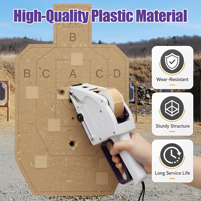 Label Applicator, Manual Applicator Target Paster Tape Gun with 2 Rolls Square Target Pasters Hand Held Portable Sticker Labeler for Retail Store Warehouse Targets Repair Yh-30