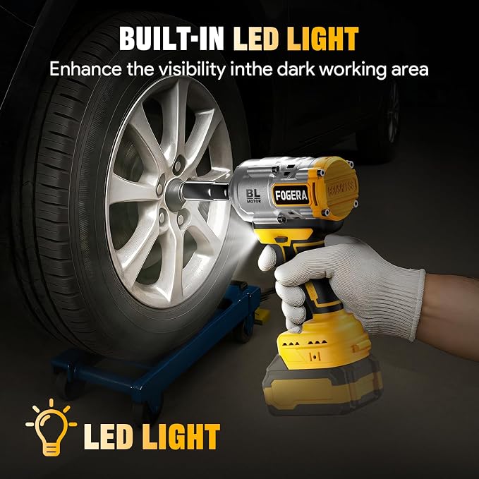 Cordless Impact Wrench 1/2 Inch - Compatible with Dewalt 20V Batteries, 1100 Ft-lbs (1500N.m) High Torque Impact Driver, Brushless Impact Gun with 3 Speed Modes & LED Light (Battery Not Included)
