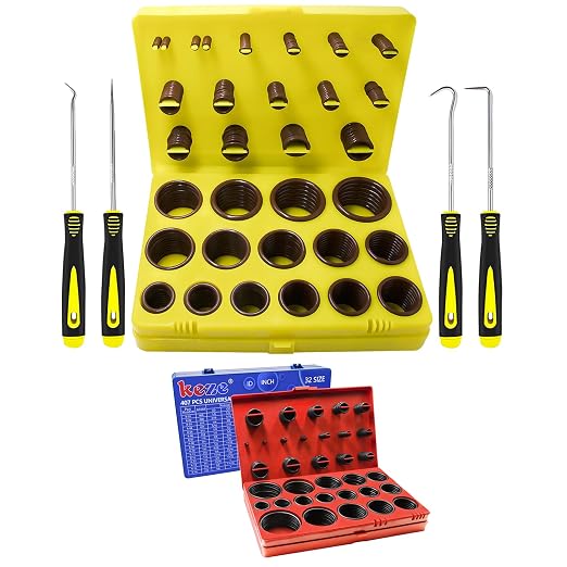 KEZE 826 pcs Universal SAE and Metric O Ring Kit and 382 Pcs SAE Viton O Ring Kit for Valve Sealant Faucet O Rings Faucet Automotive Hydraulic Pipe Repair