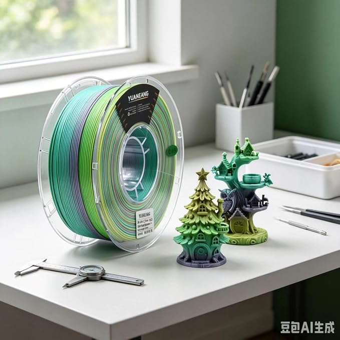 Silk Forest Green PLA 3D Printer Filament 1.75mm, 1kg Spool, High-Gloss Silk PLA Material, Smooth Shiny Finish, ±0.03mm Precision, Easy Printing, Ideal for Decorative Models, Artistic Crafts