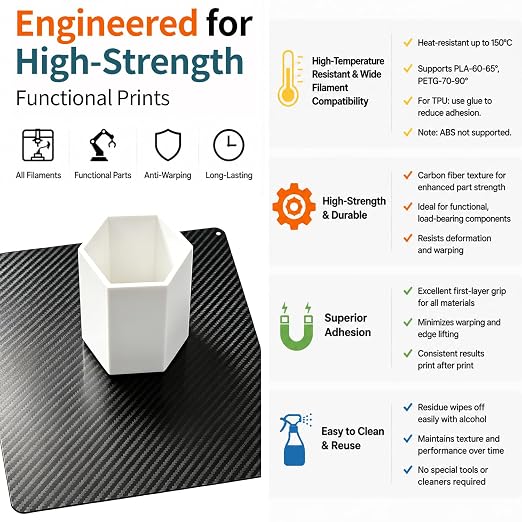 Build Plate for ELEGOO Centauri Carbon Build Plate 260x271mm, Dual-Sided PET PEI Magnetic Spring Steel Bed CC/CC2 Plate, High-Temp Resistant Printing Surface for ELEGOO CC/CC2 3D Printer
