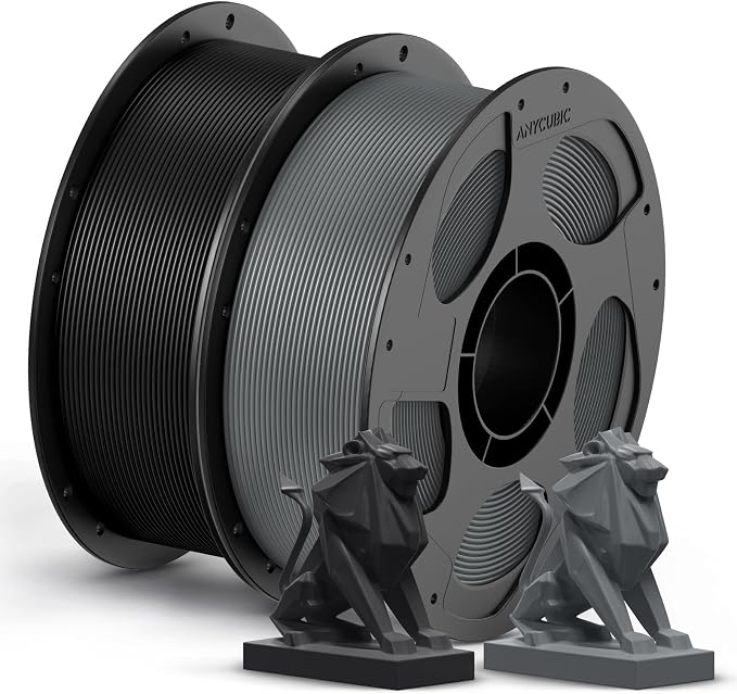 ANYCUBIC PETG Filament 1.75mm Bundle, 3D Printer Filament, Dimensional Accuracy +/- 0.02mm, Exceptional Toughness, 1KG Reusable Spool, 2KG Texture Grey + Black
