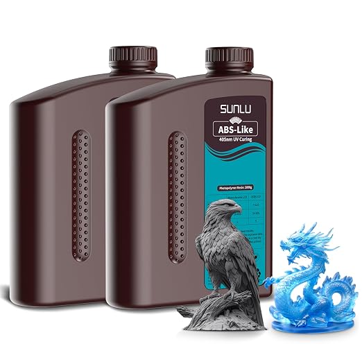 SUNLU 4000G ABS Like Resin, 3D Printer Resin Compatibility for LCD/DLP/SLA 3D Printers, High Toughness & High Precision & Low Shrinkage, (2Pack*2kg Dark Grey+Clear Blue,4kg in Total)