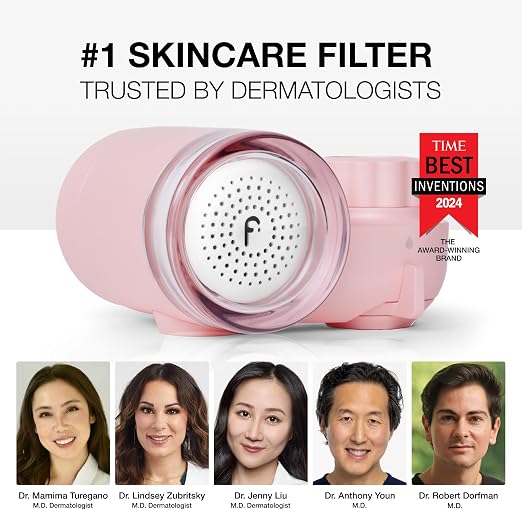 Filterbaby Skincare Filter 2.0, Bathroom Sink Filter Faucet for Skin Care | 99.9% Chlorine Removal – 0.000001 mm Carbon Fiber, Clinically Tested, Skin Hydration in 2 Weeks (Light Pink)