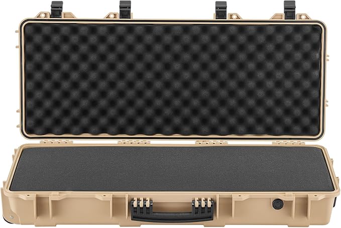 VEVOR Rifle Case, Rifle Hard Case with 4 Layers Fully-protective Foams, Lockable Hard Gun Case with Wheels, IP67 Waterproof & Crushproof, for Rifles or Shotguns