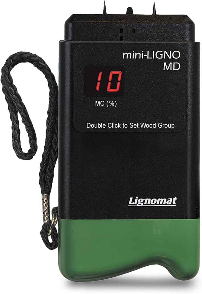 Lignomat Mini-Ligno MD - Pin Moisture Meter - Humidity Detection & Wood Moisture Meter for Wall, Home Construction, Water Damage - Made for Hobbyist Woodworkers - Easy to Use, Reliable, and Durable