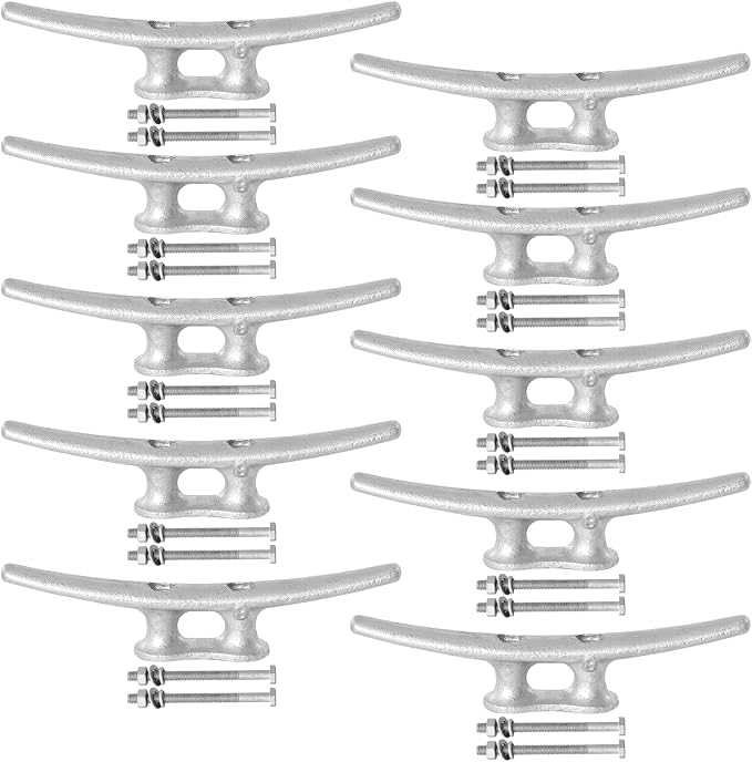 6/8/10/12/14 inch Dock Cleats With Bolts,Hot Dipped Galvanized Cast Iron Boat Cleats,Rope Cleat Boat Dock Cleats for Boat Docks,Decks,Piers for Tying up Boats,Marine Decor(1,2,4,5,6,8,10,12 Pack)