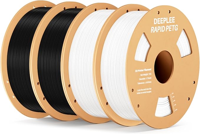 Rapid PETG Filament 1.75mm, High Speed PETG 3D Printer Filament Up to 600 mm/s, Dimensional Accuracy +/- 0.02 mm, Fits for Most FDM 3D Printers, 4 Pack 2*Black & 2*White