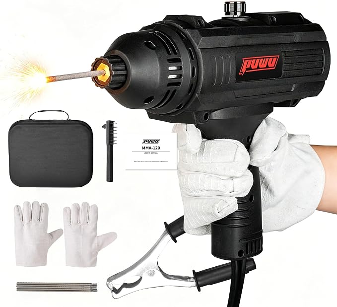 Portable Handheld Welding Machine - 110V IGBT Inverter Welder with Digital Display, 20-120A (Full Current Control) ARC STICK Welder Gun, Hot Start & Anti-Stick for 3/32"& 1/8" Welding Rods