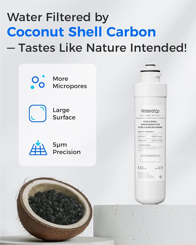 Waterdrop UVF2 Cooler Filter Compatible with Brio®2 Stage Water Filter Replacement NFMPP5M, MIB200PKF, UVF2 Series Models of Brio® Bottleless Water Cooler Dispenser CLPOU520UVF2, CLCTPOU520UVF2 4 Pack